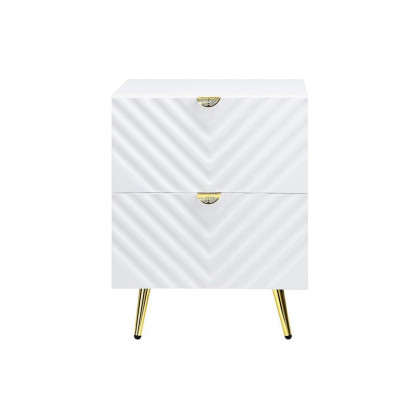 ACME Gaines Nightstand - White High Gloss Finish