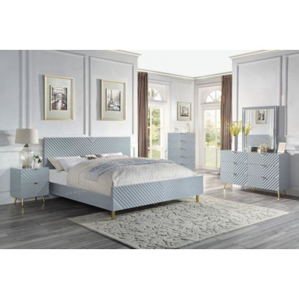 ACME Gaines Bed - Gray High Gloss Finish, Eastern King Size