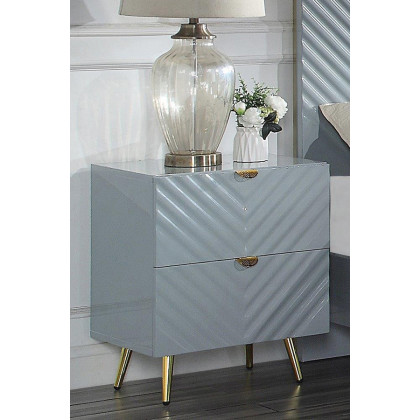 ACME Gaines Nightstand - Gray High Gloss Finish
