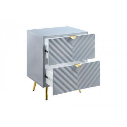 ACME Gaines Nightstand - Gray High Gloss Finish