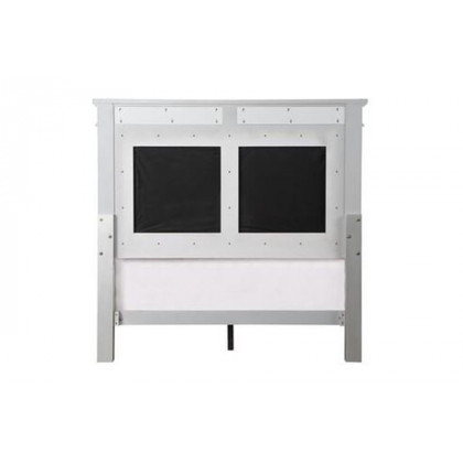 ACME Varian Bed - Burgundy Velvet and Silver, Full Size