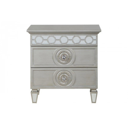ACME - Varian Nightstand in Silver/Mirrored