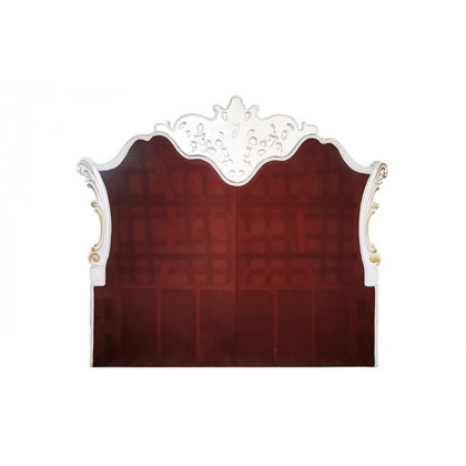 ACME Vendom Bed - Two Tone Ivory Fabric and Antique Pearl Finish, Eastern King Size