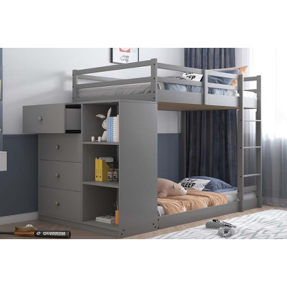 ACME - Gaston Twin/Twin Bunk Bed with 4 Drawers & 3 Compartments in Gray