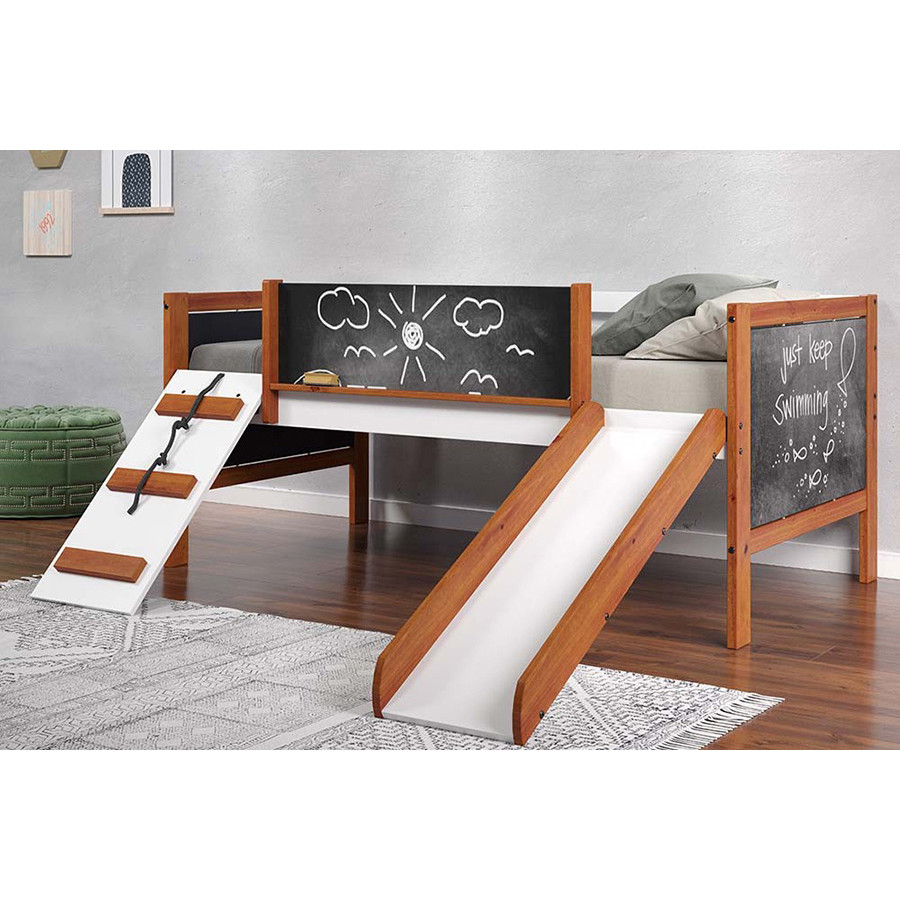 ACME - Aurea Twin Loft Bed with Slide in Cherry Oak/White