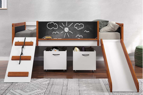 ACME™  - Aurea 2 Toy Boxes in Cherry Oak and White Finish