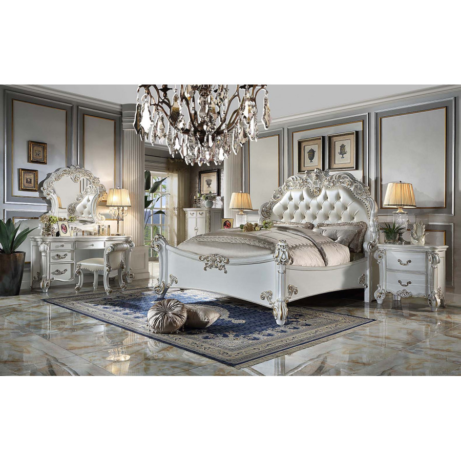 ACME Vendome Queen Bed - Synthetic/Antique Pearl