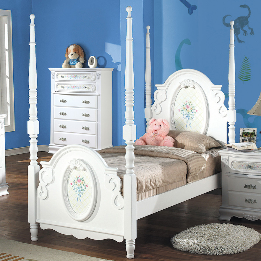 ACME Flora Full Bed with Poster - White