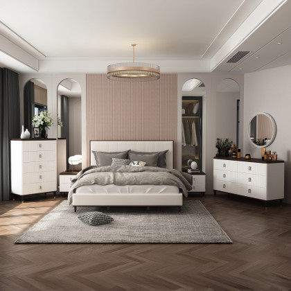ACME Carena Queen Bed - Light Gray White/Brown