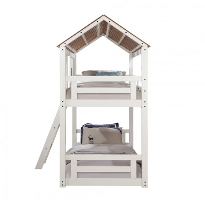 ACME - Inara Twin/Twin Bunk Bed in White/Rustic Oak