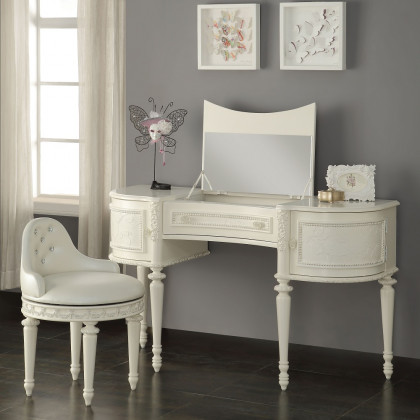 ACME - Dorothy Vanity Chair with Swivel in Ivory