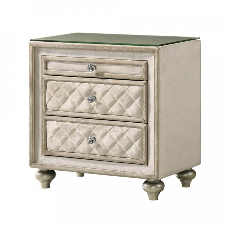 ACME - Lucienne Nightstand in Beige Velvet