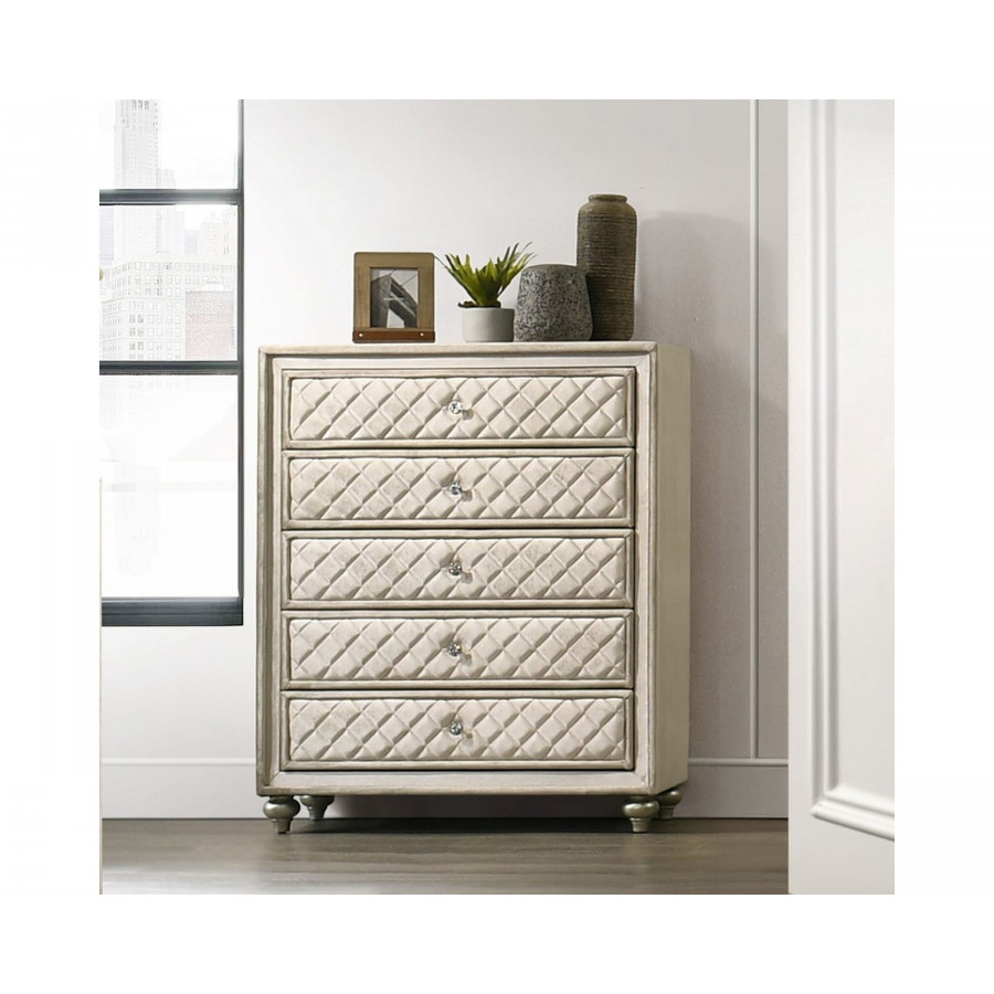 ACME - Lucienne Chest in Beige Velvet