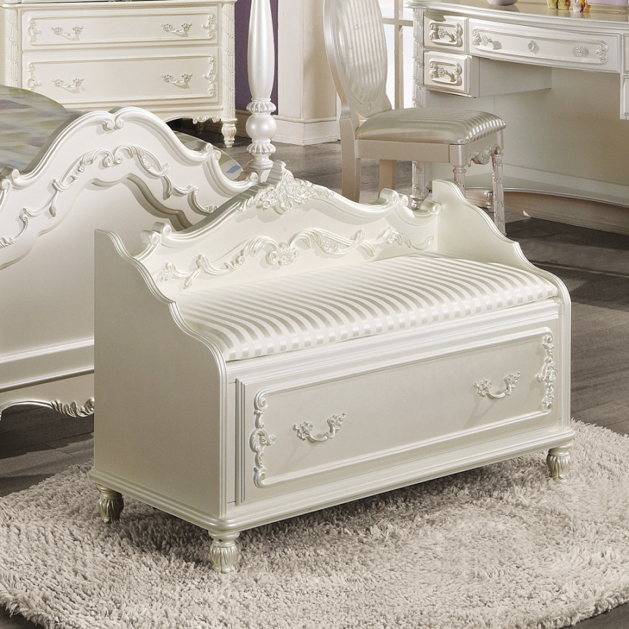 ACME - Pearl Bench with Storage in Pearl White