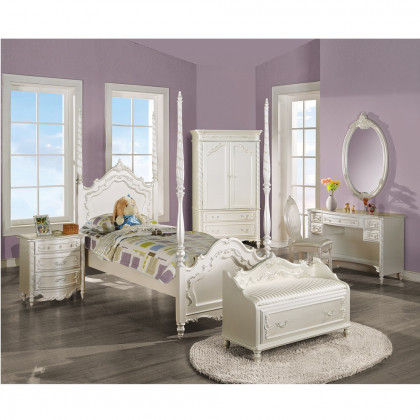 ACME - Pearl Bench with Storage in Pearl White