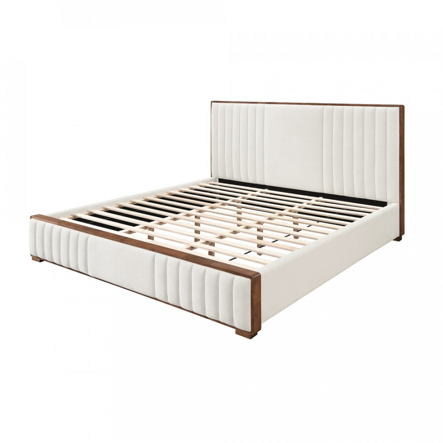 ACME Kaleea Queen Bed - Beige Chenille/Walnut