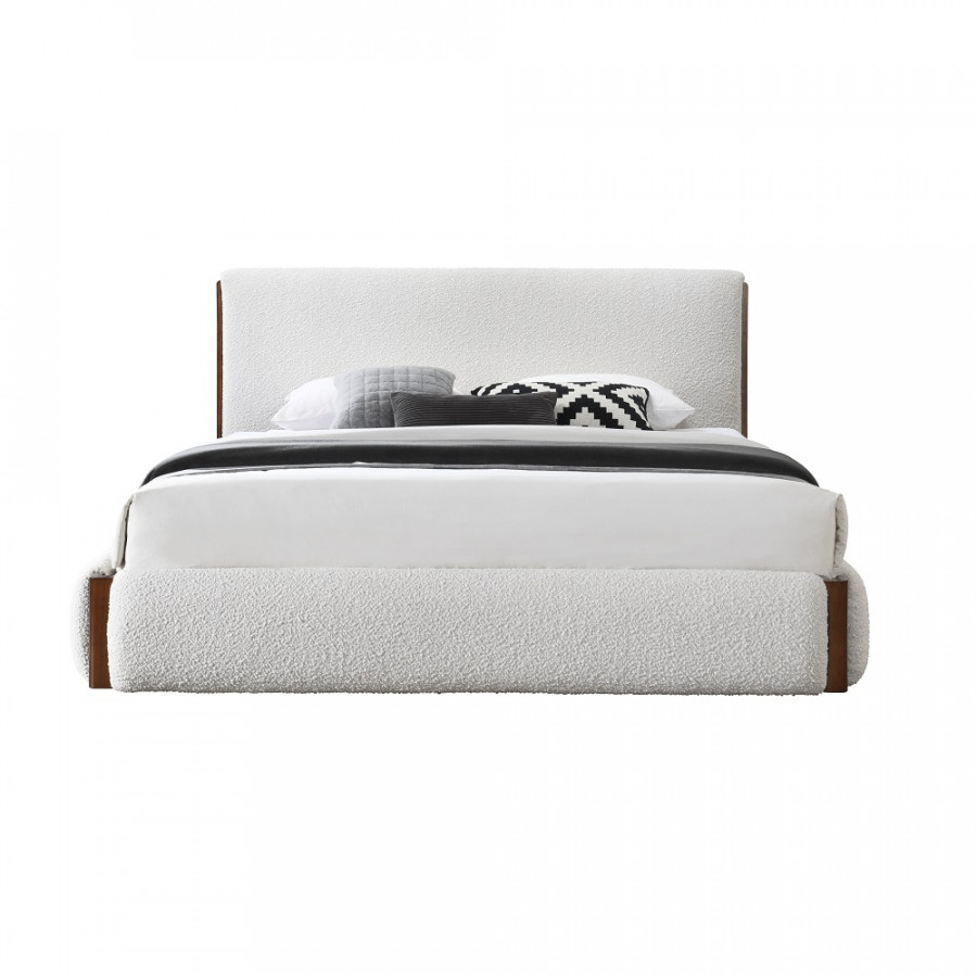 ACME Sandro EK Bed - White Boucle/Walnut