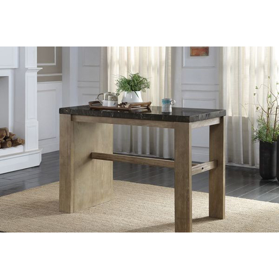 ACME - Charnell Counter Heigh Table in Marble Top/Oak