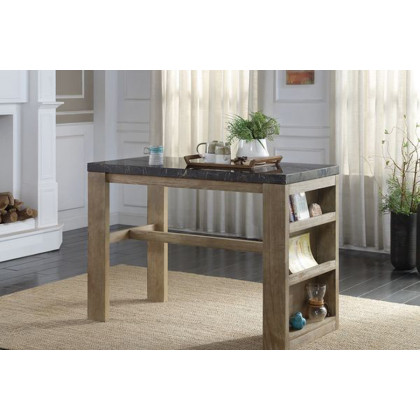 ACME - Charnell Counter Heigh Table in Marble Top/Oak
