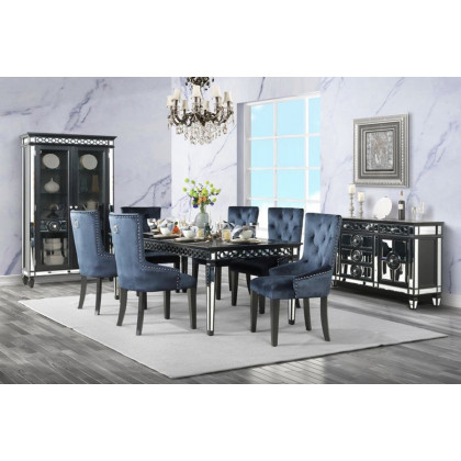 ACME - Varian II Dining Table in Mirrored/Black