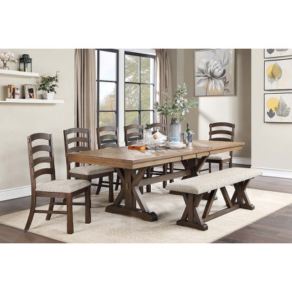 ACME - Pascaline Dining Table in Gray/Rustic Brown/Oak