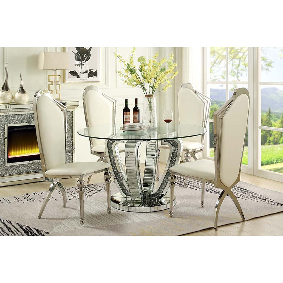 ACME - Noralie Dining Table in Mirrored/Faux Diamonds (DN00717)