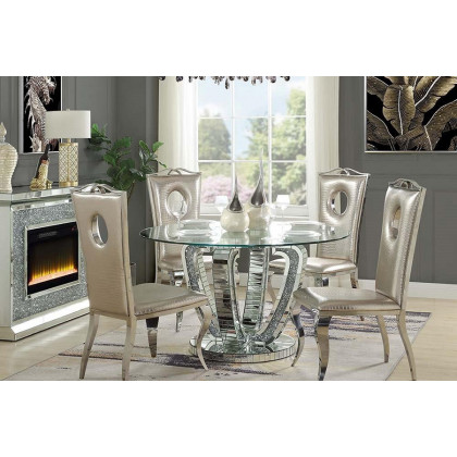 ACME - Noralie Dining Table in Mirrored/Faux Diamonds (DN00717)