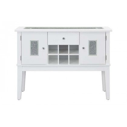 ACME - Elizaveta Server in Faux Crystal Diamonds/White High Gloss
