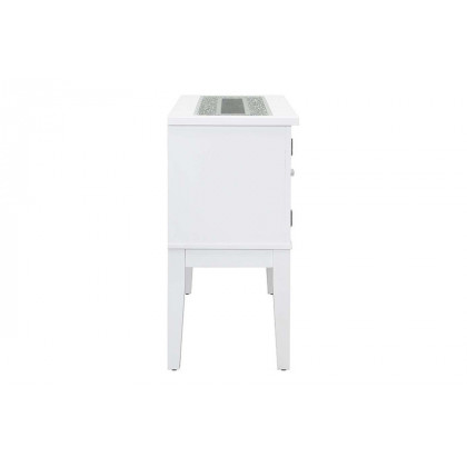 ACME - Elizaveta Server in Faux Crystal Diamonds/White High Gloss
