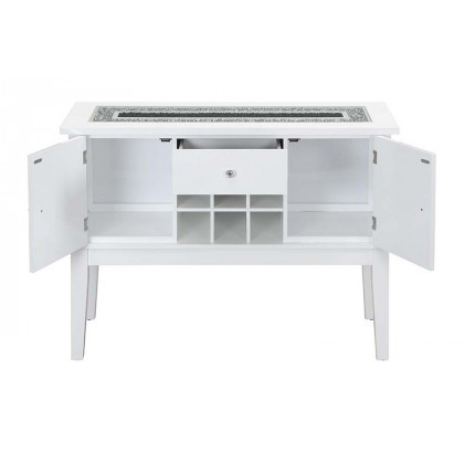 ACME - Elizaveta Server in Faux Crystal Diamonds/White High Gloss
