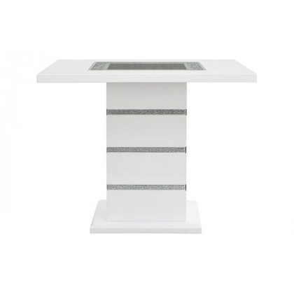 ACME - Elizaveta Counter Height Table with Pedestal Base in Faux Crystal Diamonds/White High Gloss
