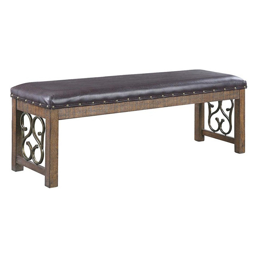 ACME - Raphaela Bench in Black/Weathered Cherry