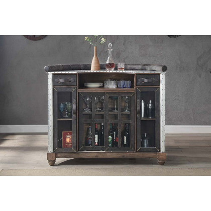 ACME - Rahma Bar Table in Antique Ebony/Aluminum