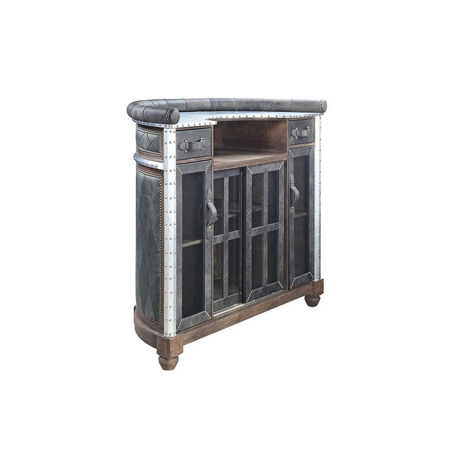 ACME - Rahma Bar Table in Antique Ebony/Aluminum