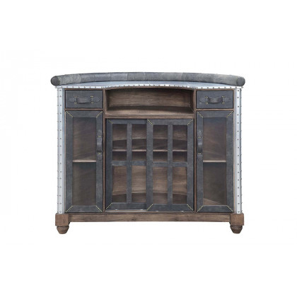 ACME - Rahma Bar Table in Antique Ebony/Aluminum