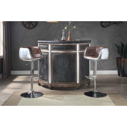 ACME - Rahma Bar Table in Antique Ebony/Aluminum