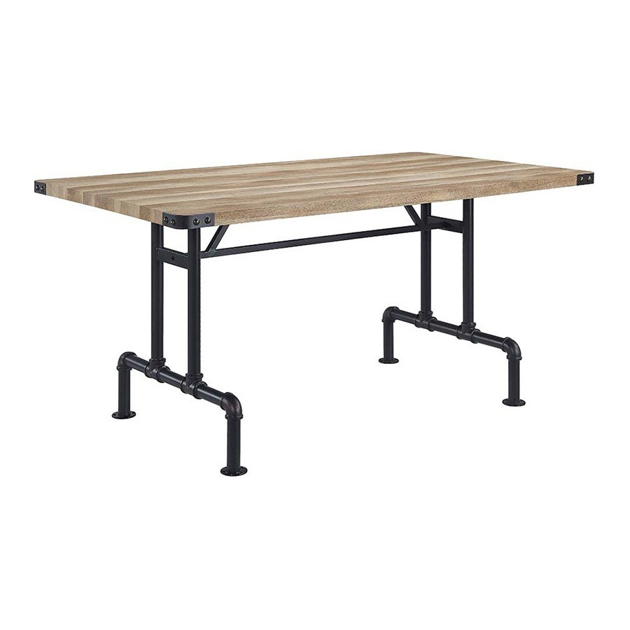 ACME - Edina Dining Table in Oak/Sandy Black