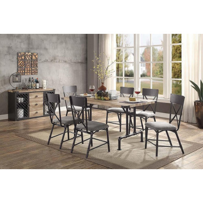 ACME - Edina Dining Table in Oak/Sandy Black