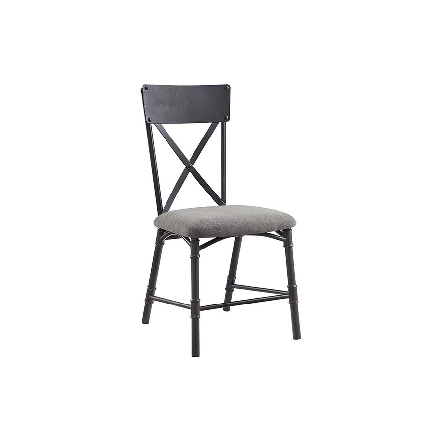 ACME - Edina Side Chair (Set-2) in Gray/Oak/Sandy Black