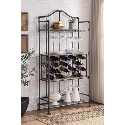 ACME - Edina Wine Rack in Oak/Sandy Black