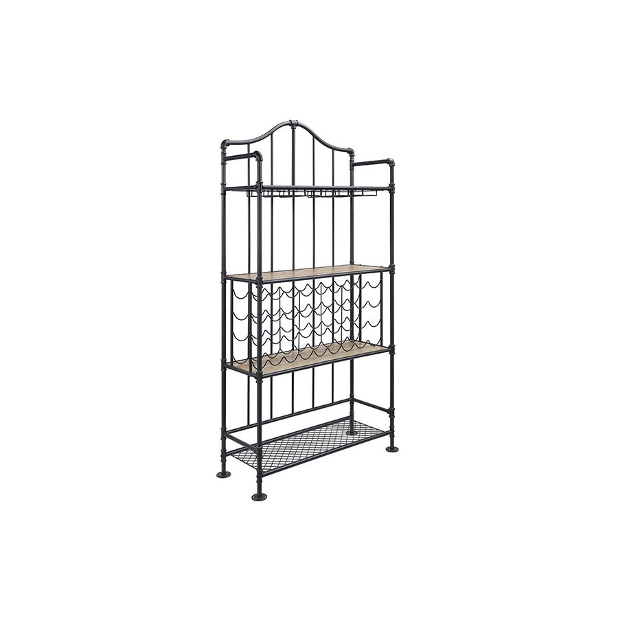 ACME - Edina Wine Rack in Oak/Sandy Black
