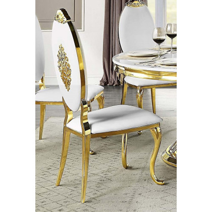 ACME - Fallon Side Chair(Set-2) in White/Mirrored Gold