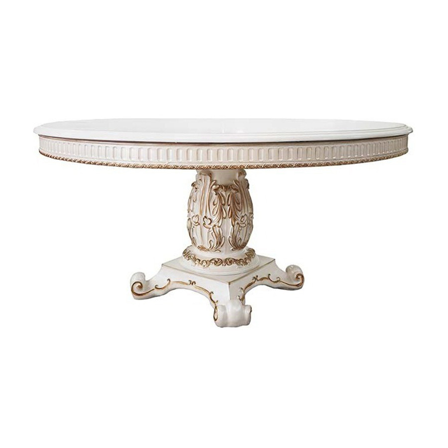 ACME - Vendome Round Dining Table with Pedestal Base in Antique Pearl (DN01222)