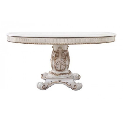 ACME - Vendome Round Dining Table with Pedestal Base in Antique Pearl (DN01222)