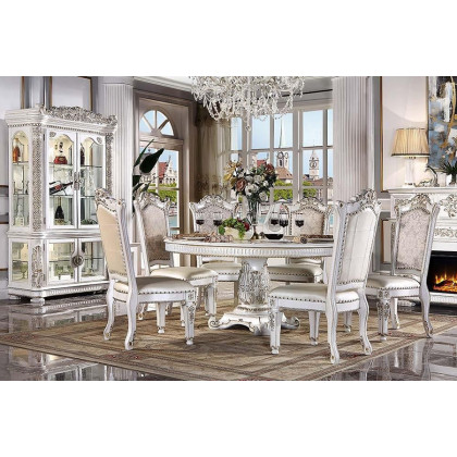 ACME - Vendome Round Dining Table with Pedestal Base in Antique Pearl (DN01222)