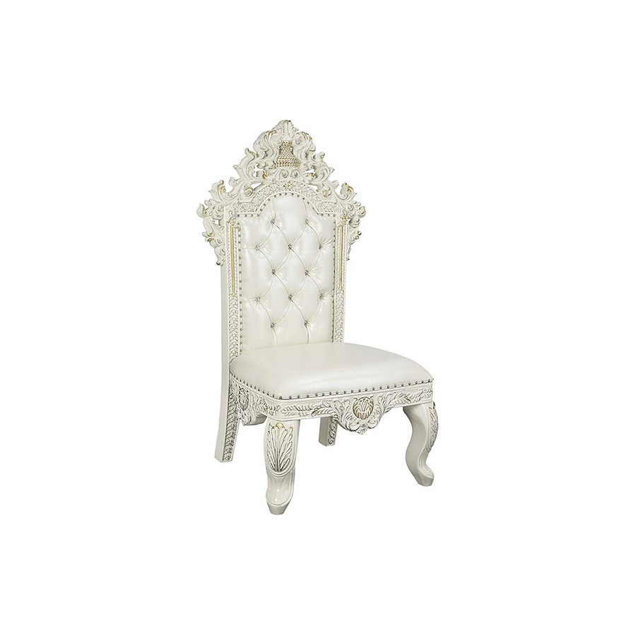 ACME - Adara Side Chair (Set-2) in Pearl White/Antique White