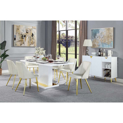 ACME Gaines Dining Table - White High Gloss Finish