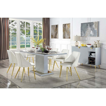 ACME Gaines Dining Table - Gray High Gloss Finish