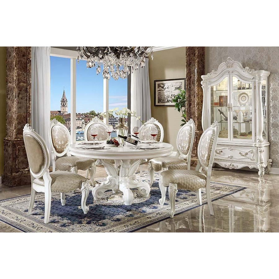 ACME Versailles Round Dining Table with Single Pedestal - White