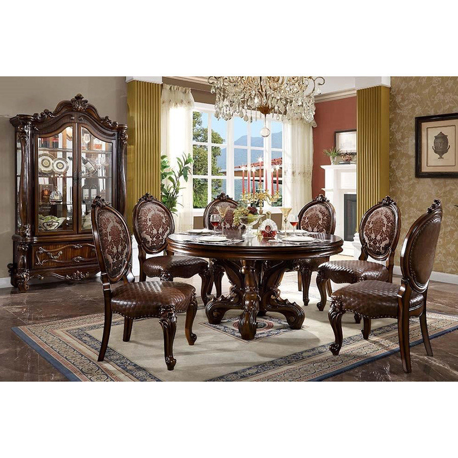 ACME - Versailles Round Dining Table with Single Pedestal